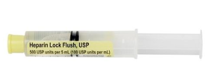 PREFILLED HEPARIN SYRINGE, 100U/ML, FILL: 5ML/12ML  - 100/BX