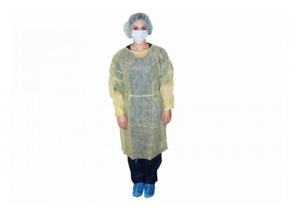 ISOLATION GOWN YELLOW FLUID RESISTANT - 50/CS