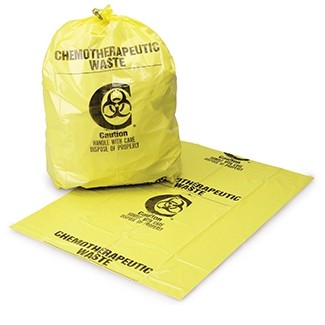 YELLOW CHEMOTHERAPY WASTE COLLECTION BAGS, 25 GALLON - 100/CS